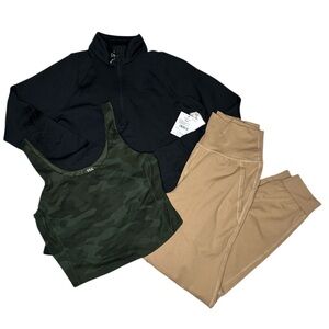 DSG Women's Black 1/4 Zip Pullover, Camo Tank & Tan Jogger Bundle - Size Small